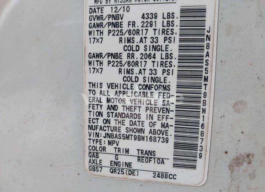 Photo 9 of 2011 Nissan Rogue SV (VIN JN8AS5MT9BW168739)