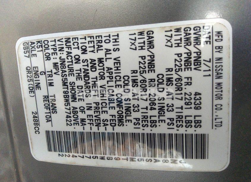 Photo 9 of 2011 Nissan Rogue SV (VIN JN8AS5MT9BW577422)