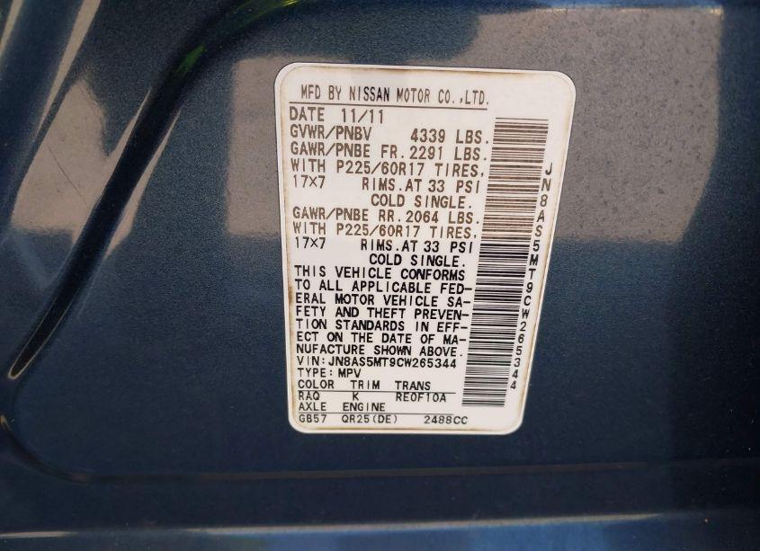 Photo 9 of 2012 Nissan Rogue SV (VIN JN8AS5MT9CW265344)