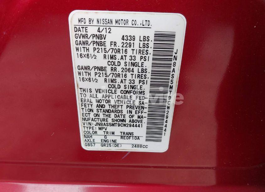 Photo 9 of 2012 Nissan Rogue S (VIN JN8AS5MT9CW294441)