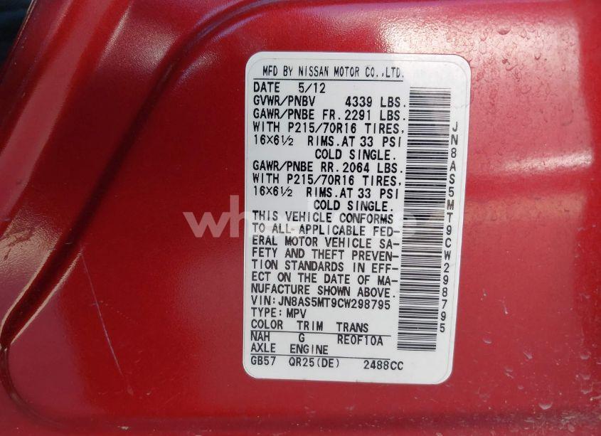 Photo 9 of 2012 Nissan Rogue S (VIN JN8AS5MT9CW298795)