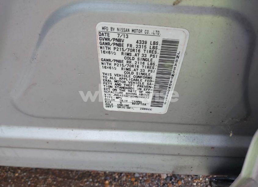 Photo 9 of 2013 Nissan Rogue S (VIN JN8AS5MT9DW034672)