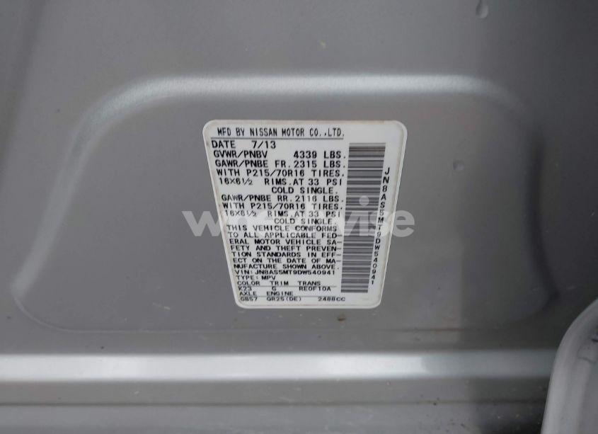 Photo 9 of 2013 Nissan Rogue S (VIN JN8AS5MT9DW540941)