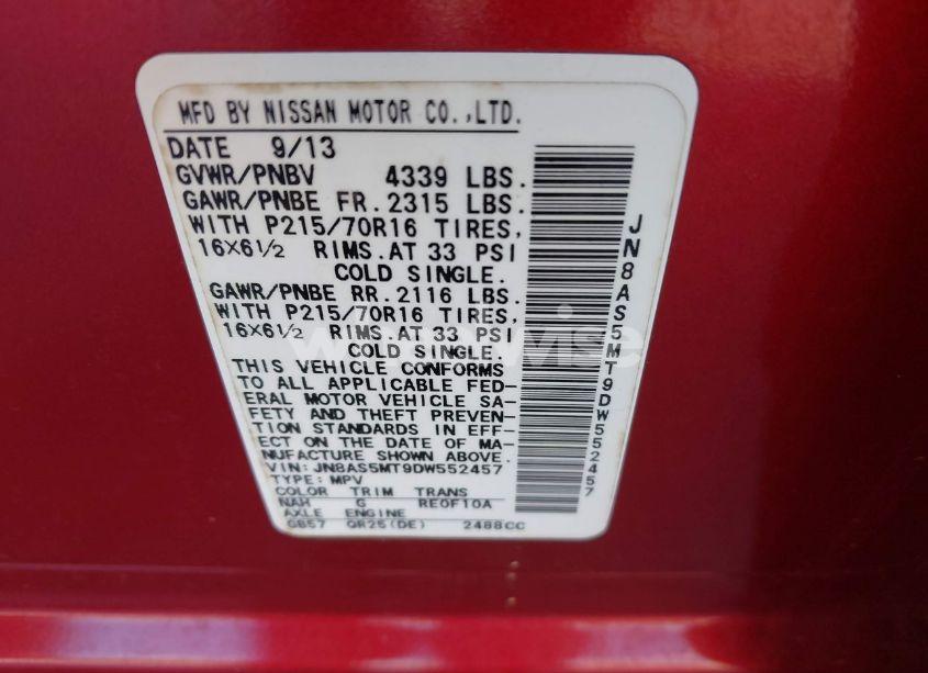 Photo 9 of 2013 Nissan Rogue S (VIN JN8AS5MT9DW552457)