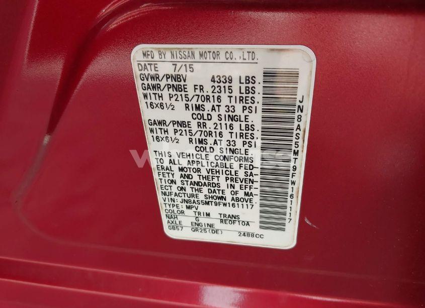 Photo 9 of 2015 Nissan Rogue SELECT S (VIN JN8AS5MT9FW161117)