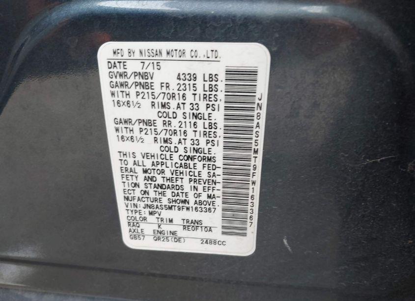 Photo 9 of 2015 Nissan Rogue SELECT S (VIN JN8AS5MT9FW163367)