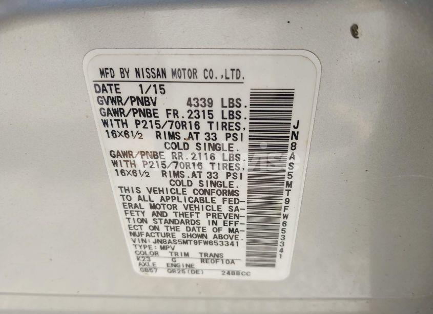 Photo 9 of 2015 Nissan Rogue SELECT S (VIN JN8AS5MT9FW653341)