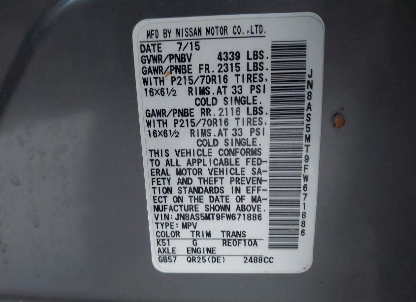 Photo 9 of 2015 Nissan Rogue SELECT S (VIN JN8AS5MT9FW671886)