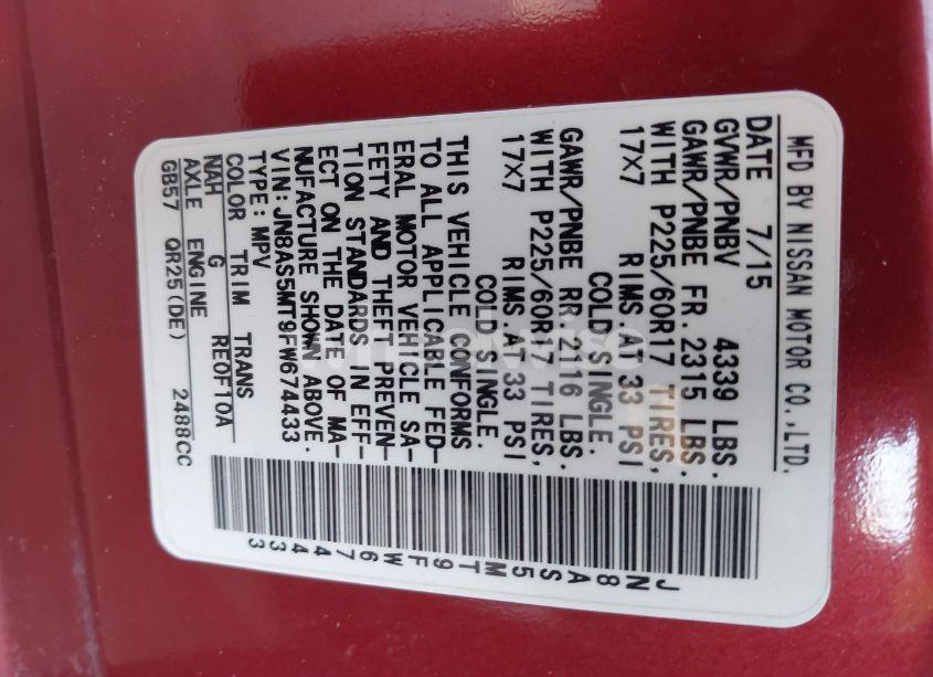 Photo 9 of 2015 Nissan Rogue SELECT S (VIN JN8AS5MT9FW674433)