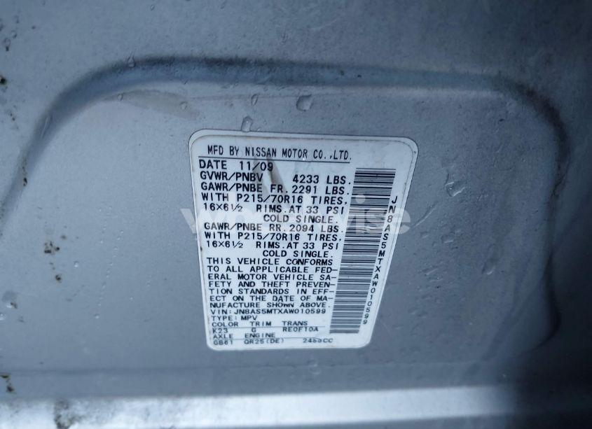 Photo 9 of 2010 Nissan Rogue S (VIN JN8AS5MTXAW010599)