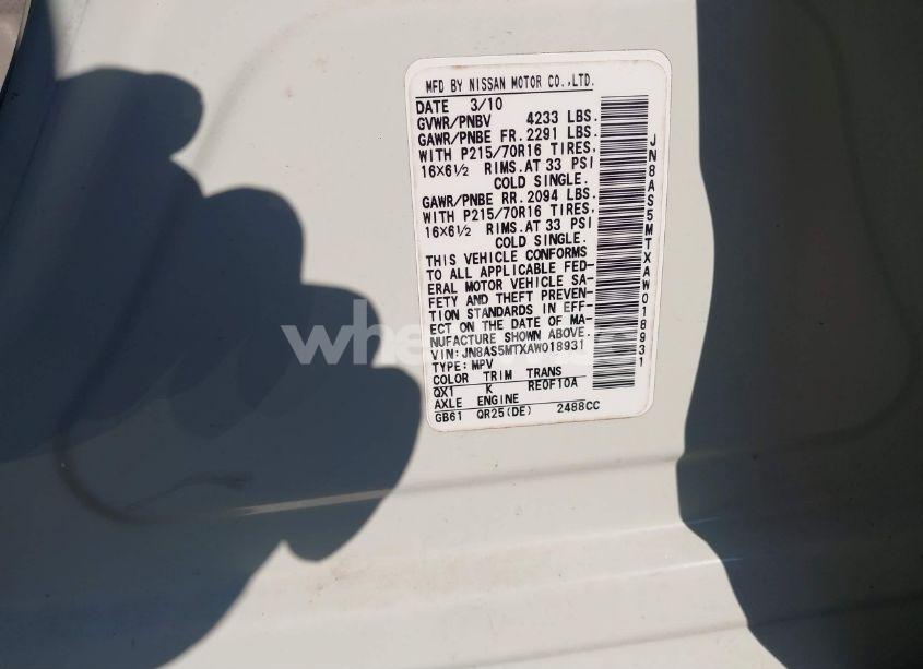 Photo 9 of 2010 Nissan Rogue S (VIN JN8AS5MTXAW018931)