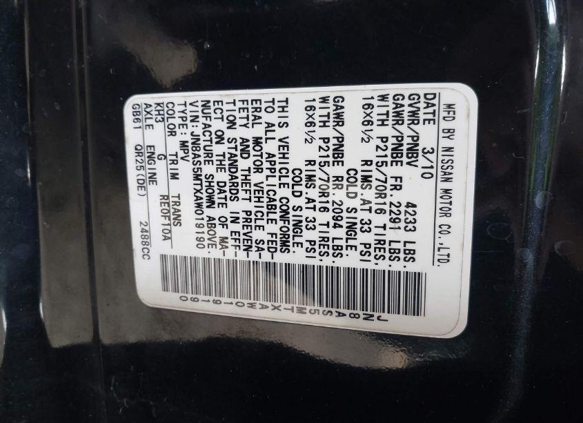 Photo 9 of 2010 Nissan Rogue S (VIN JN8AS5MTXAW019190)