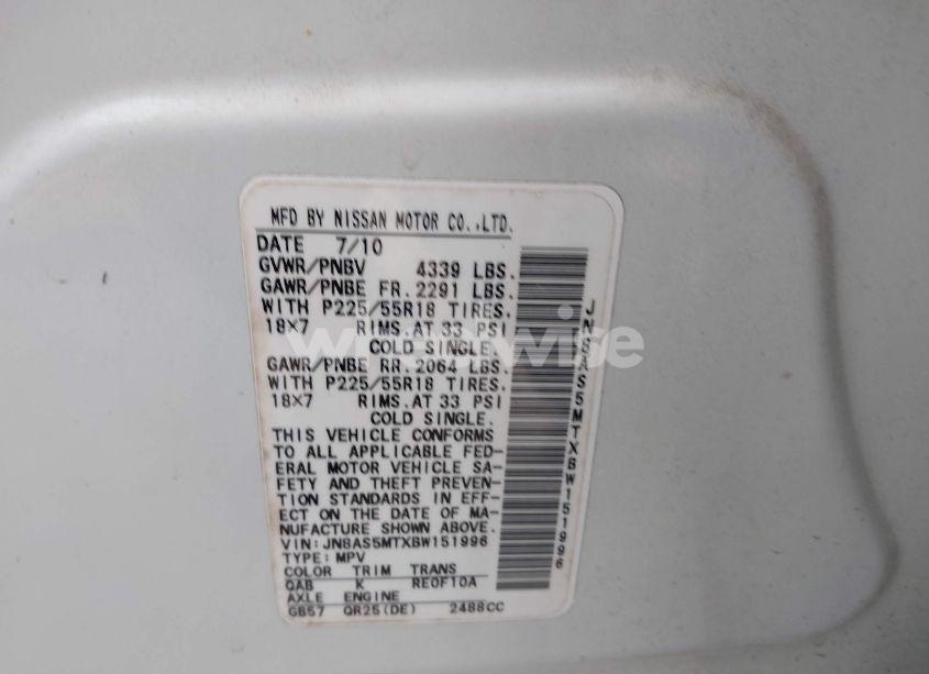 Photo 9 of 2011 Nissan Rogue SV (VIN JN8AS5MTXBW151996)