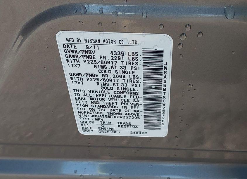 Photo 9 of 2012 Nissan Rogue SV (VIN JN8AS5MTXCW257205)