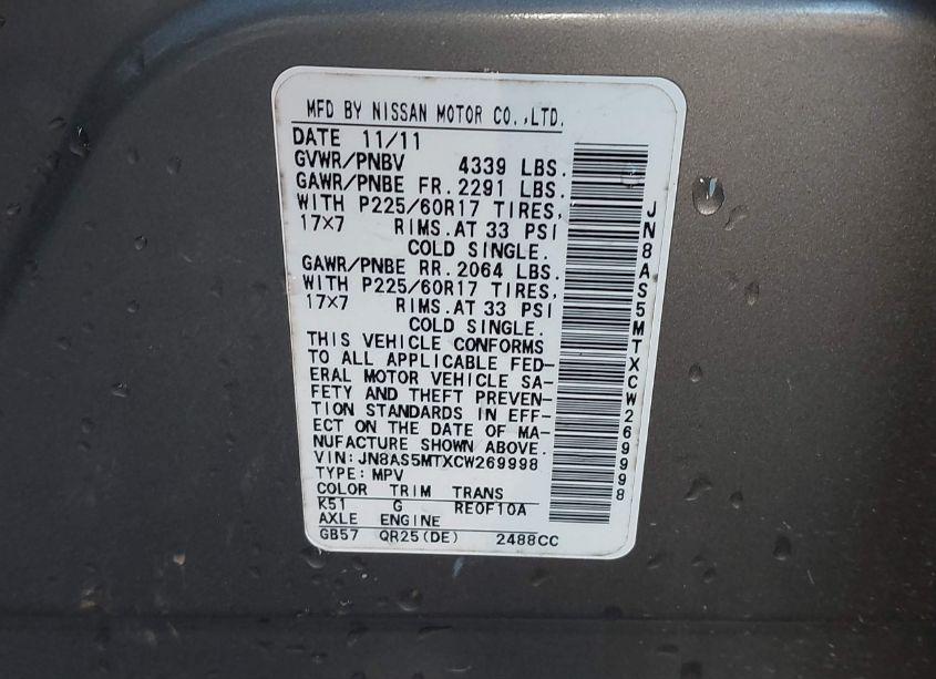 Photo 9 of 2012 Nissan Rogue SV (VIN JN8AS5MTXCW269998)