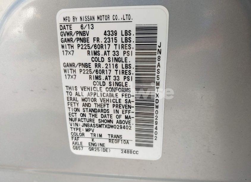 Photo 9 of 2013 Nissan Rogue SV (VIN JN8AS5MTXDW029402)