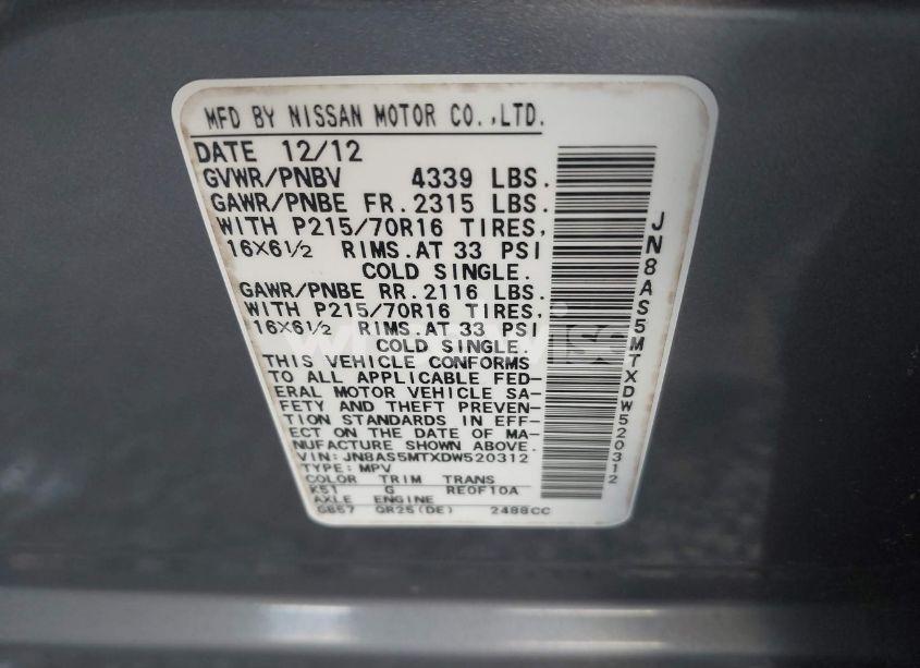 Photo 9 of 2013 Nissan Rogue S (VIN JN8AS5MTXDW520312)