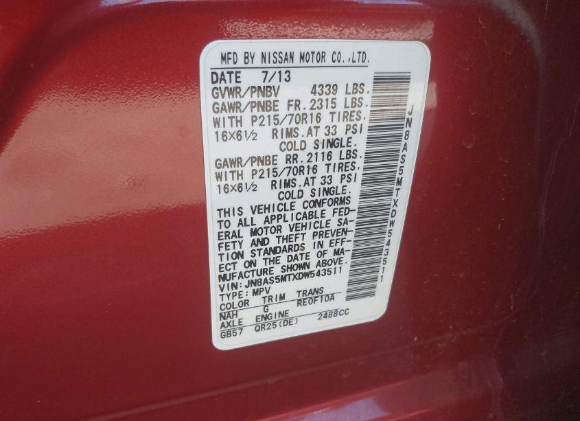 Photo 9 of 2013 Nissan Rogue S (VIN JN8AS5MTXDW543511)