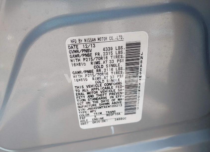 Photo 9 of 2014 Nissan Rogue SELECT S (VIN JN8AS5MTXEW100213)