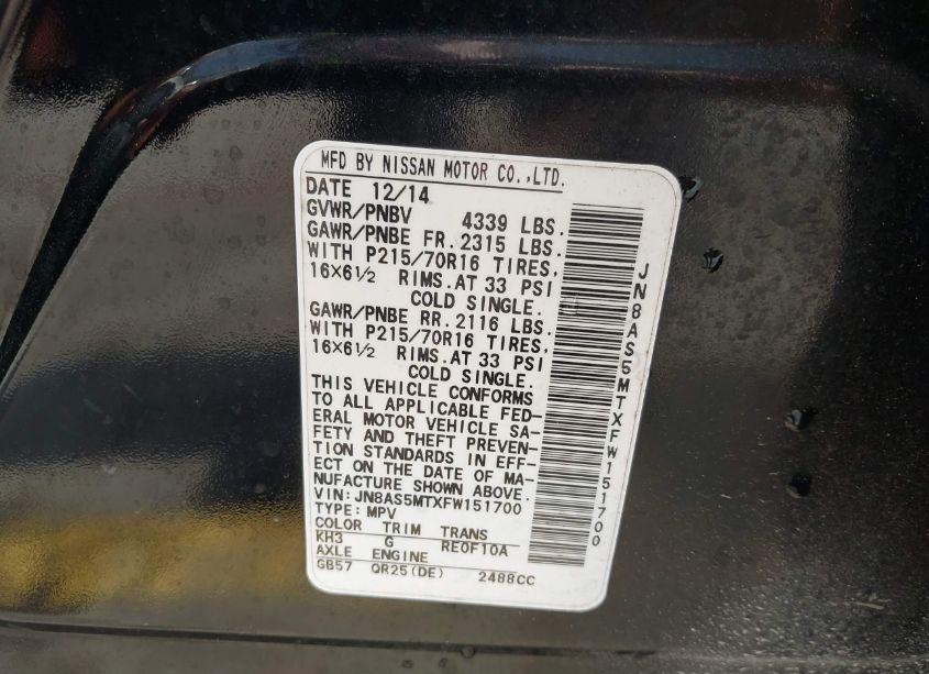 Photo 9 of 2015 Nissan Rogue SELECT S (VIN JN8AS5MTXFW151700)