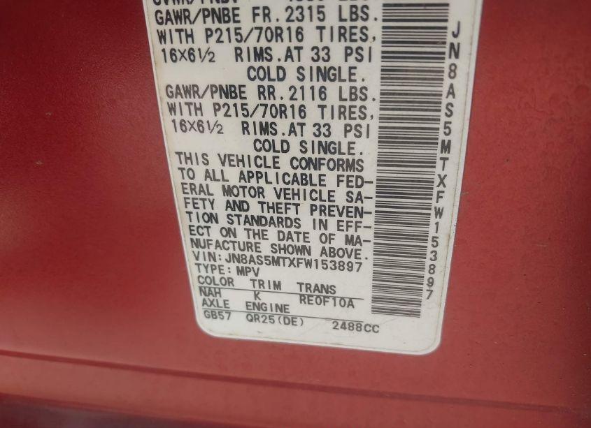 Photo 9 of 2015 Nissan Rogue SELECT S (VIN JN8AS5MTXFW153897)