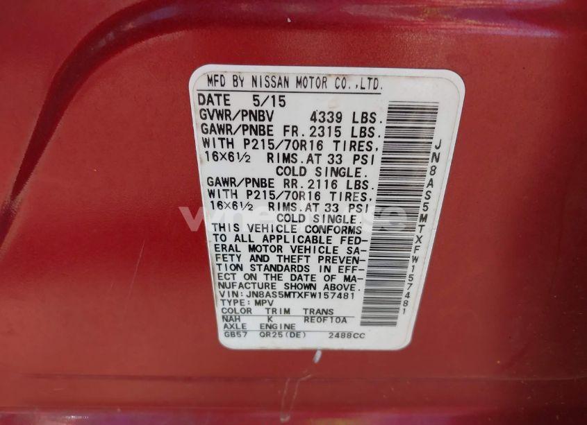 Photo 9 of 2015 Nissan Rogue SELECT S (VIN JN8AS5MTXFW157481)