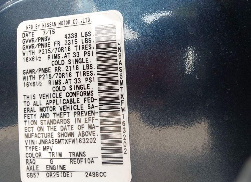 Photo 9 of 2015 Nissan Rogue SELECT S (VIN JN8AS5MTXFW163202)