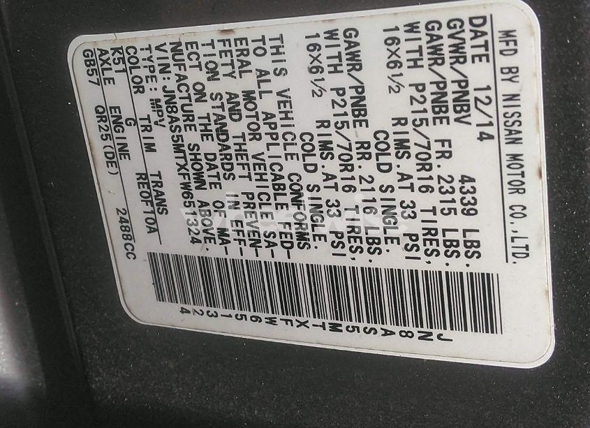 Photo 9 of 2015 Nissan Rogue SELECT S (VIN JN8AS5MTXFW651324)