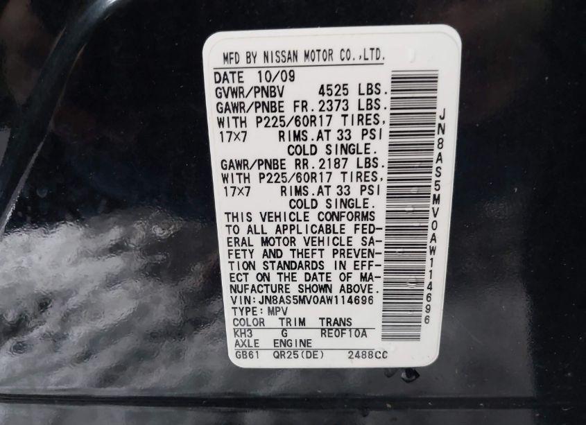 Photo 9 of 2010 Nissan Rogue SL (VIN JN8AS5MV0AW114696)