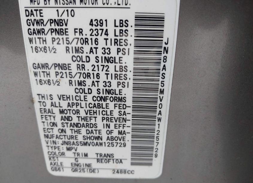 Photo 9 of 2010 Nissan Rogue S (VIN JN8AS5MV0AW125729)