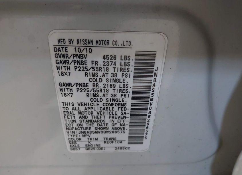 Photo 9 of 2011 Nissan Rogue SV (VIN JN8AS5MV0BW266575)