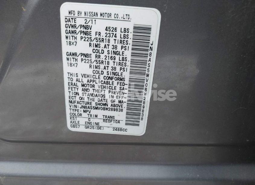 Photo 9 of 2011 Nissan Rogue SV (VIN JN8AS5MV0BW289838)