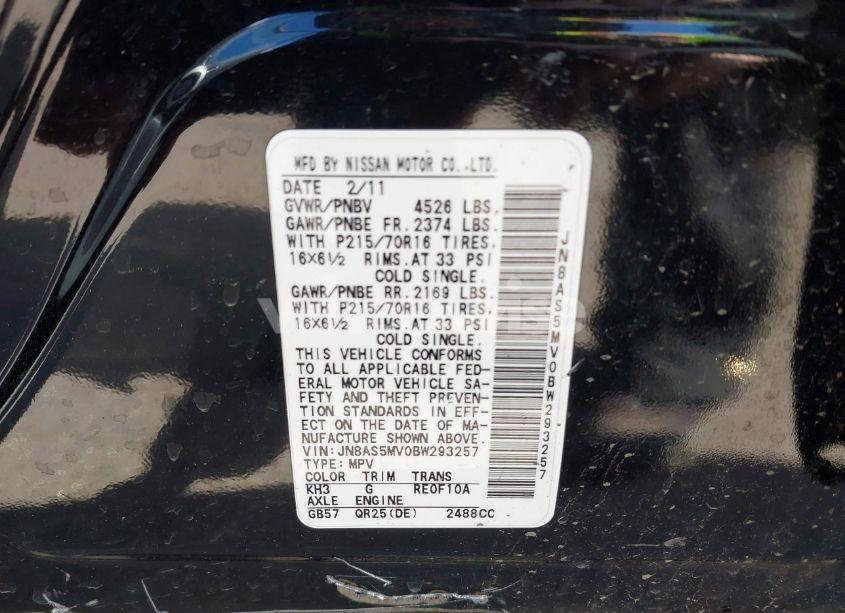 Photo 9 of 2011 Nissan Rogue S (VIN JN8AS5MV0BW293257)