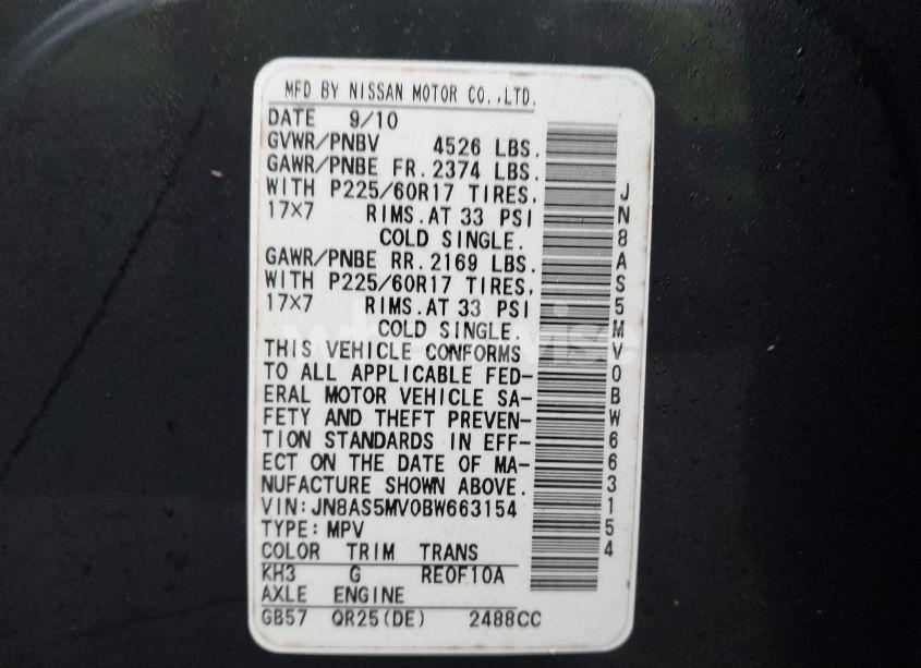 Photo 9 of 2011 Nissan Rogue SV (VIN JN8AS5MV0BW663154)