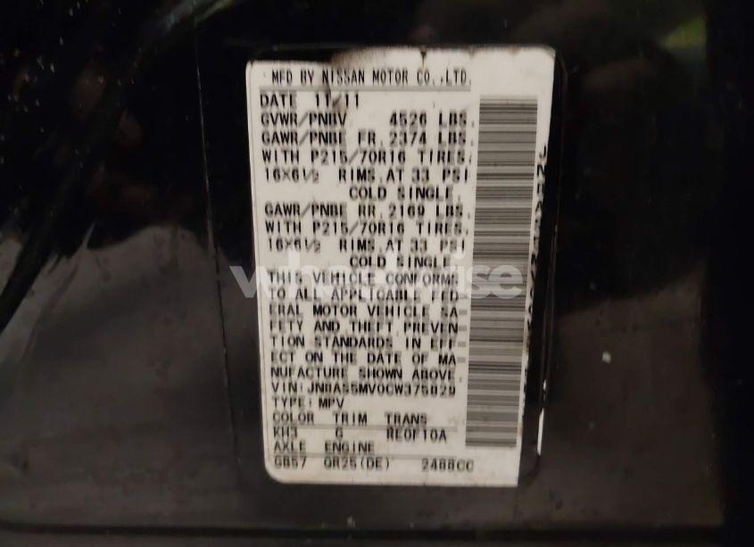 Photo 9 of 2012 Nissan Rogue S (VIN JN8AS5MV0CW375829)