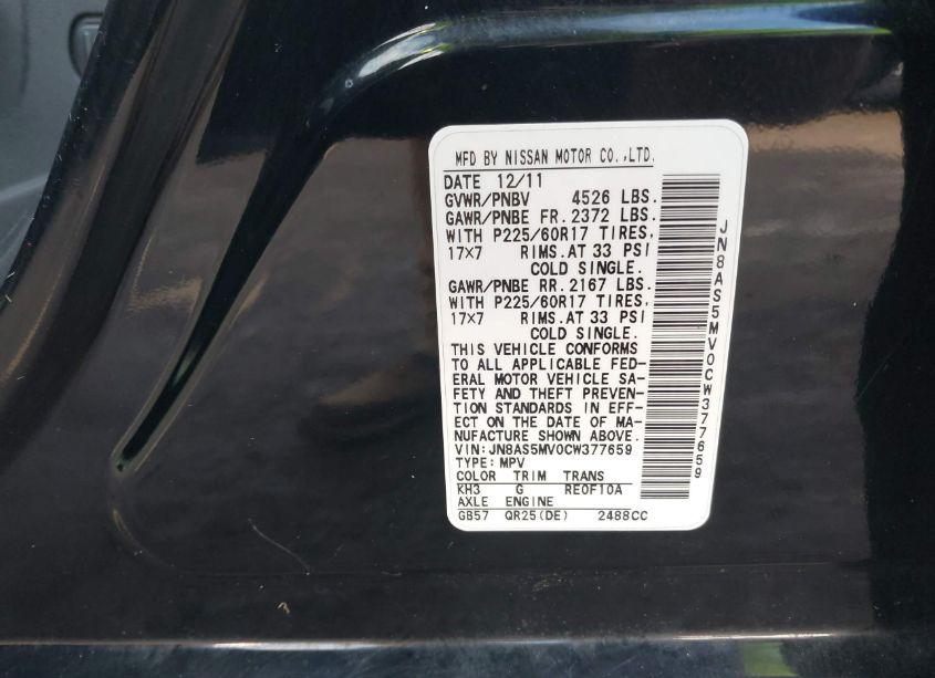 Photo 9 of 2012 Nissan Rogue SV (VIN JN8AS5MV0CW377659)