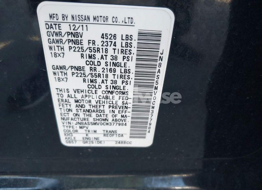 Photo 9 of 2012 Nissan Rogue SV W/SL PKG (VIN JN8AS5MV0CW377984)