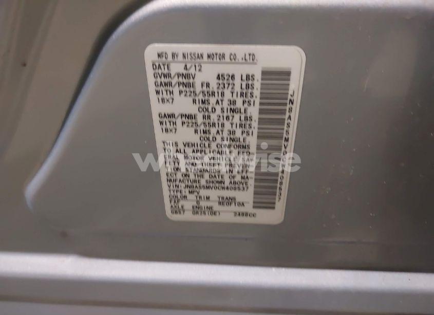 Photo 9 of 2012 Nissan Rogue SV W/SL PKG (VIN JN8AS5MV0CW408537)