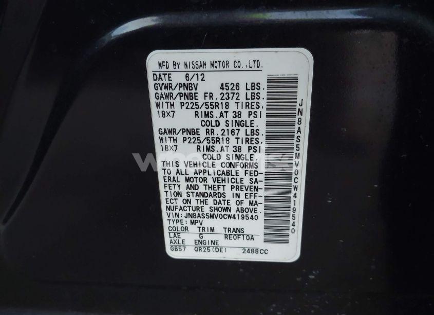 Photo 9 of 2012 Nissan Rogue SV W/SL PKG (VIN JN8AS5MV0CW419540)