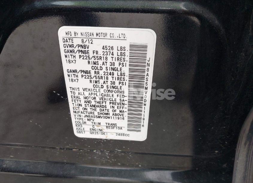 Photo 9 of 2013 Nissan Rogue SV W/SL PKG (VIN JN8AS5MV0DW111916)