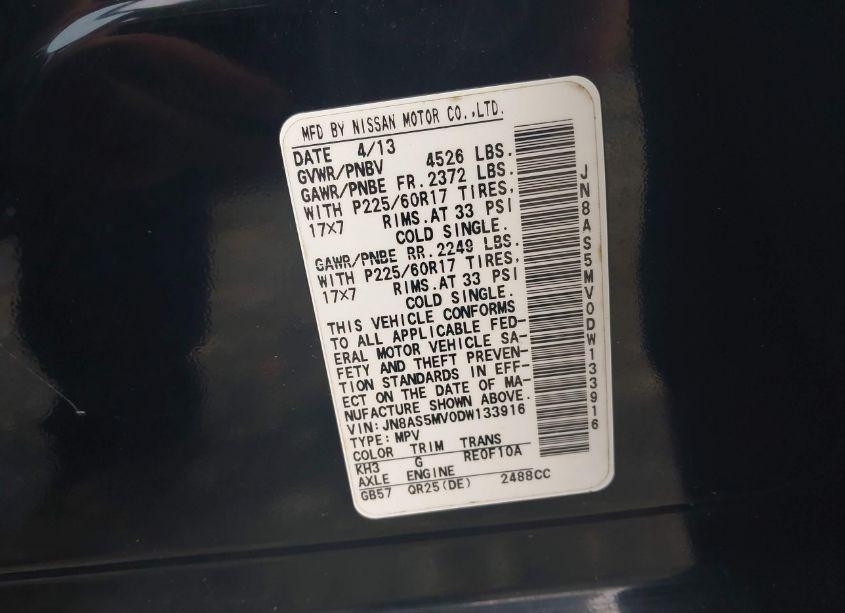 Photo 9 of 2013 Nissan Rogue SV (VIN JN8AS5MV0DW133916)