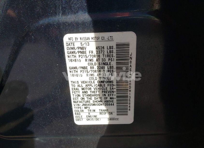 Photo 9 of 2013 Nissan Rogue S (VIN JN8AS5MV0DW135844)