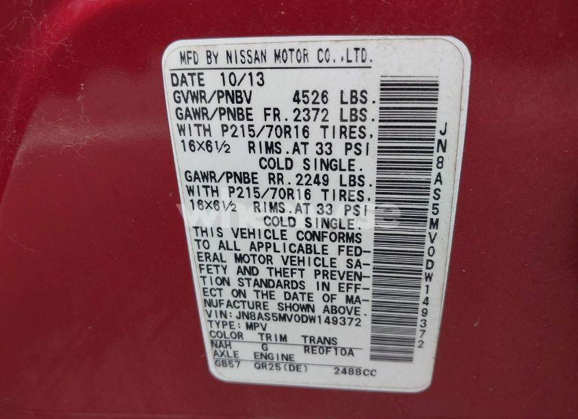 Photo 9 of 2013 Nissan Rogue S (VIN JN8AS5MV0DW149372)