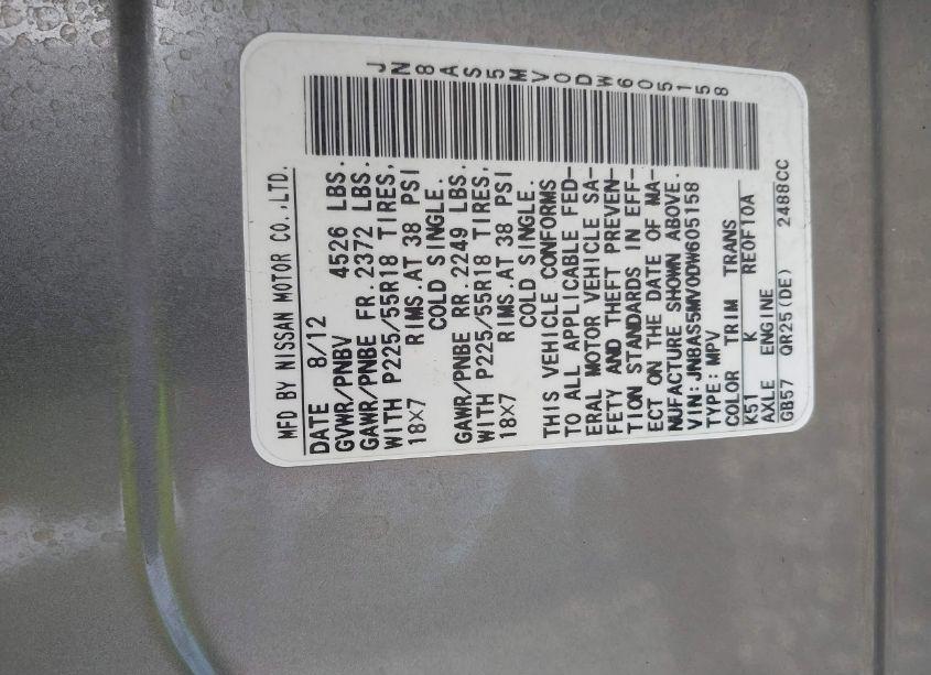 Photo 9 of 2013 Nissan Rogue SV W/SL PKG (VIN JN8AS5MV0DW605158)