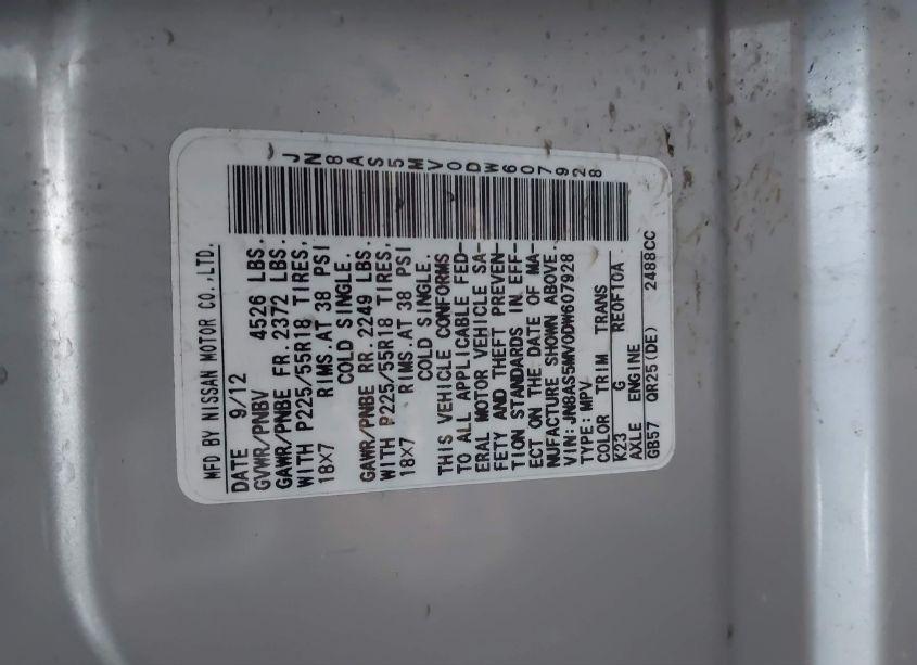 Photo 9 of 2013 Nissan Rogue SV W/SL PKG (VIN JN8AS5MV0DW607928)