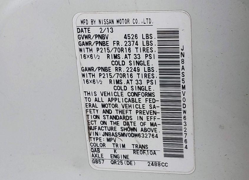 Photo 9 of 2013 Nissan Rogue S (VIN JN8AS5MV0DW632764)