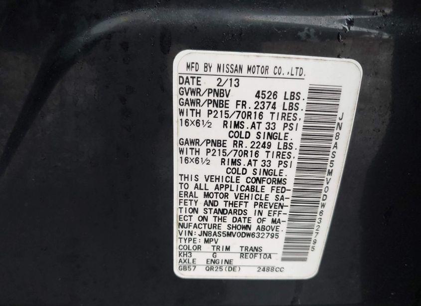 Photo 9 of 2013 Nissan Rogue S (VIN JN8AS5MV0DW632795)