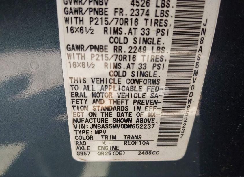 Photo 9 of 2013 Nissan Rogue S (VIN JN8AS5MV0DW652237)