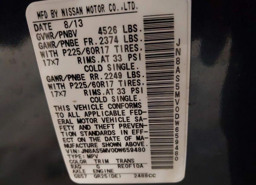 Photo 9 of 2013 Nissan Rogue SV (VIN JN8AS5MV0DW659480)