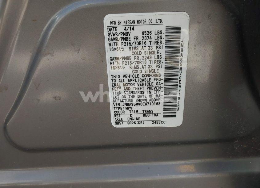 Photo 9 of 2014 Nissan Rogue SELECT S (VIN JN8AS5MV0EW710168)